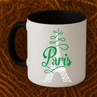 Paris Script Eiffel Tower French France Mug