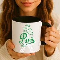 Paris Script Eiffel Tower French France Mug