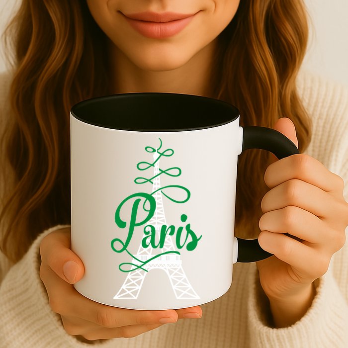 Paris Script Eiffel Tower French France Mug