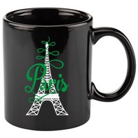 Paris Script Eiffel Tower French France 11oz C Handle Ceramic Mug