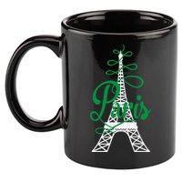 Paris Script Eiffel Tower French France 11oz C Handle Ceramic Mug
