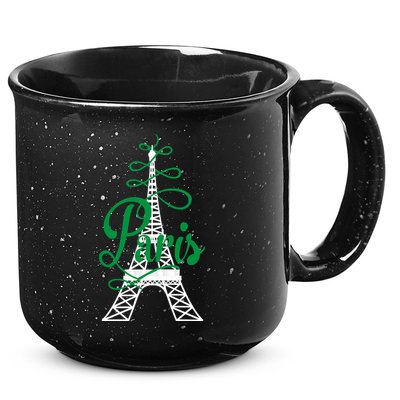 Paris Script Eiffel Tower French France 15oz Campfire Ceramic Mug