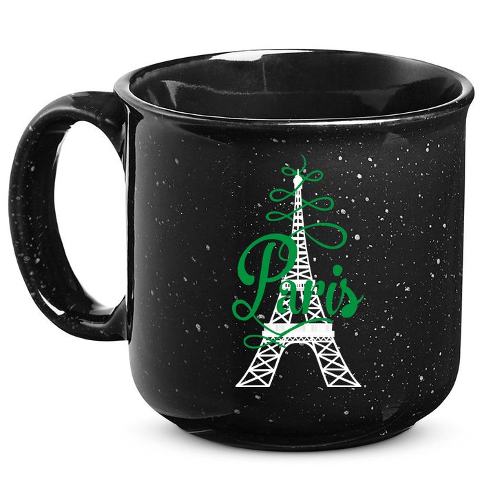 Paris Script Eiffel Tower French France 15oz Campfire Ceramic Mug
