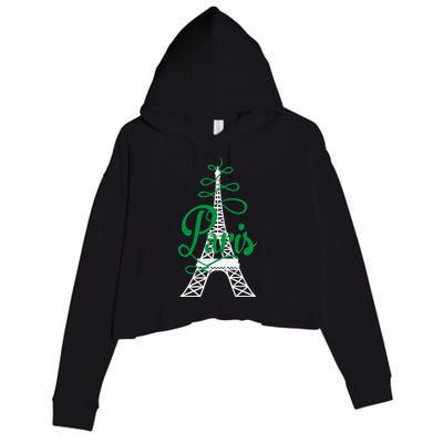 Paris Script Eiffel Tower French France Crop Fleece Hoodie