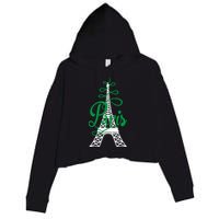 Paris Script Eiffel Tower French France Crop Fleece Hoodie