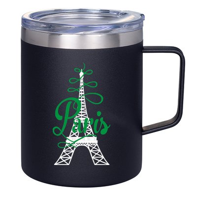 Paris Script Eiffel Tower French France 12oz Stainless Steel Coffee Mug