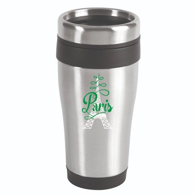 Paris Script Eiffel Tower French France 16oz Travel Tumbler