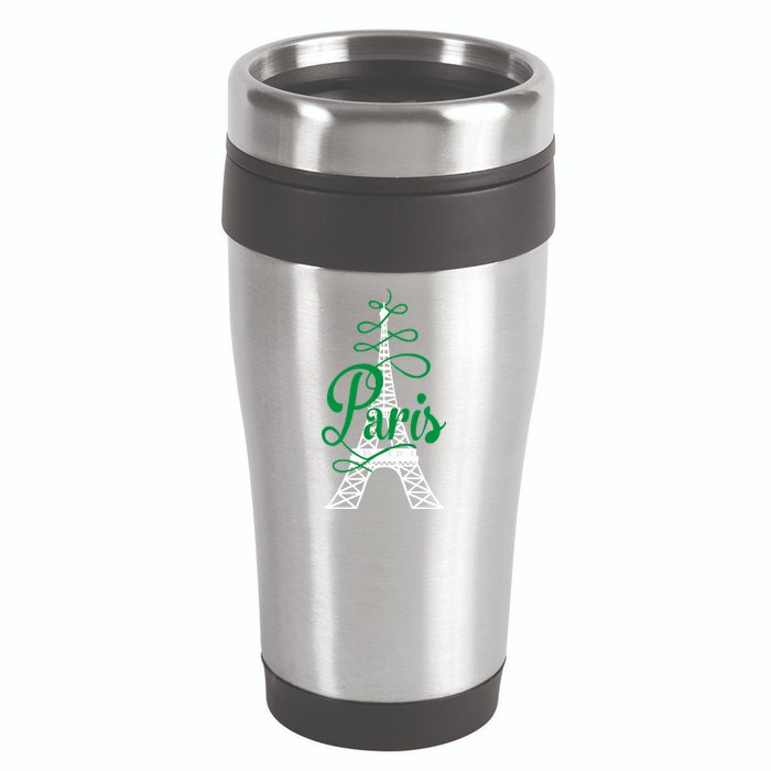 Paris Script Eiffel Tower French France 16oz Travel Tumbler