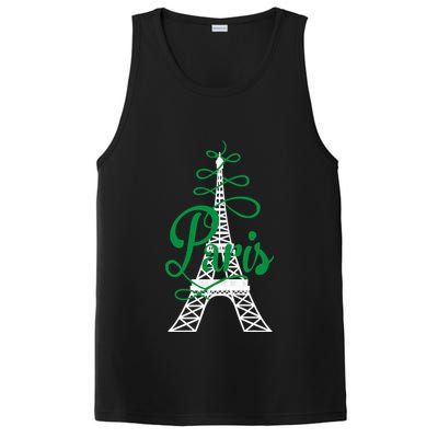 Paris Script Eiffel Tower French France PosiCharge Competitor Tank