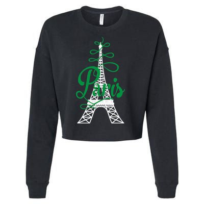 Paris Script Eiffel Tower French France Cropped Pullover Crew