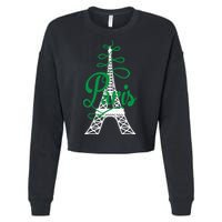 Paris Script Eiffel Tower French France Cropped Pullover Crew