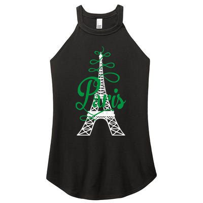 Paris Script Eiffel Tower French France Women's Perfect Tri Rocker Tank