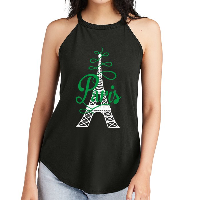 Paris Script Eiffel Tower French France Women's Perfect Tri Rocker Tank