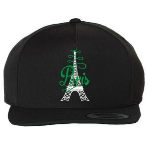 Paris Script Eiffel Tower French France Wool Snapback Cap