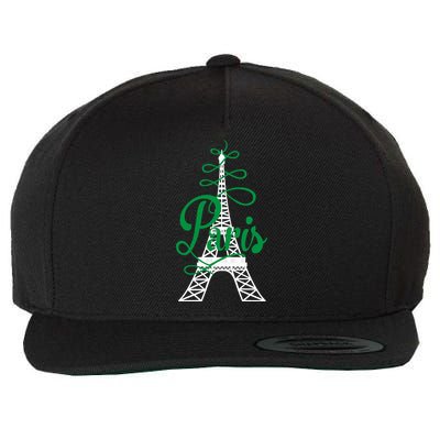 Paris Script Eiffel Tower French France Wool Snapback Cap