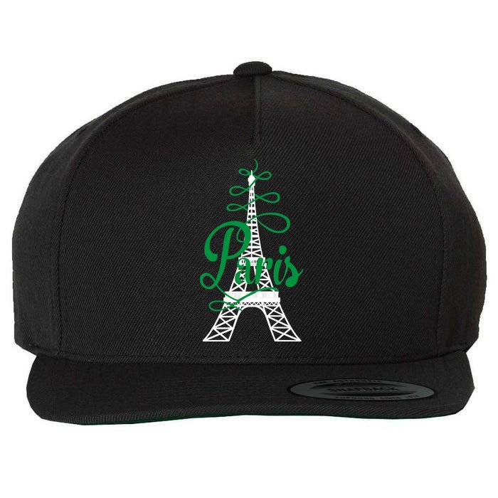 Paris Script Eiffel Tower French France Wool Snapback Cap
