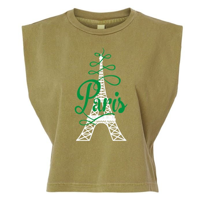 Paris Script Eiffel Tower French France Garment-Dyed Women's Muscle Tee