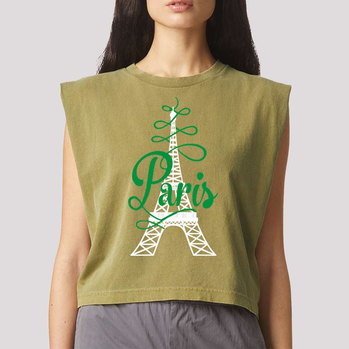 Paris Script Eiffel Tower French France Garment-Dyed Women's Muscle Tee