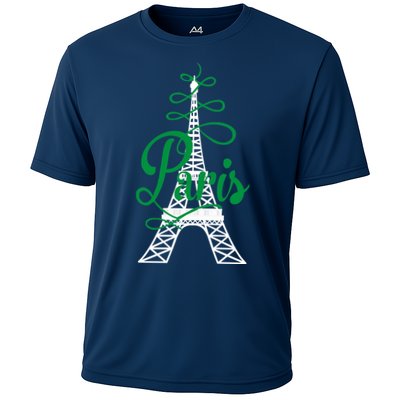 Paris Script Eiffel Tower French France Performance Shirt