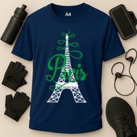 Paris Script Eiffel Tower French France Performance Shirt
