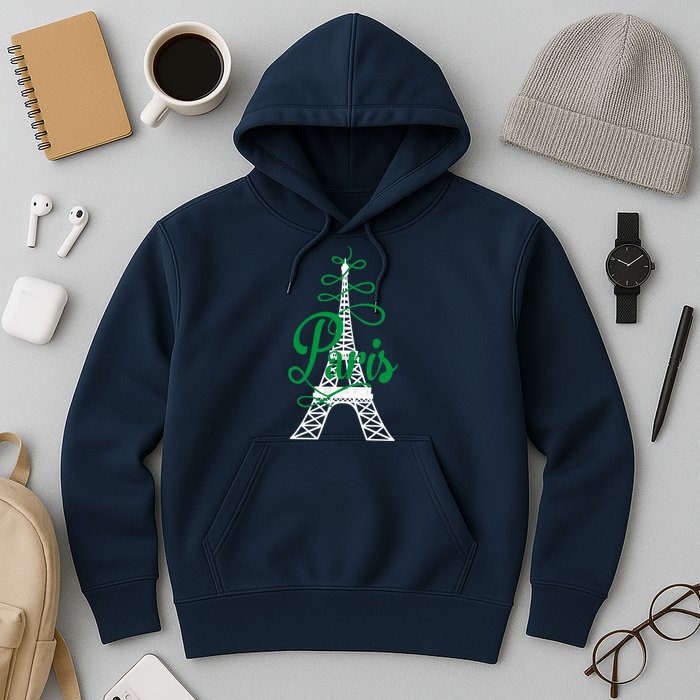 Paris Script Eiffel Tower French France Hoodie