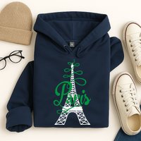 Paris Script Eiffel Tower French France Hoodie