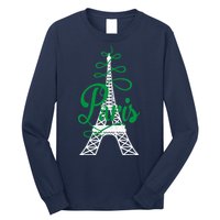 Paris Script Eiffel Tower French France Long Sleeve Shirt