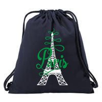 Paris Script Eiffel Tower French France Drawstring Bag