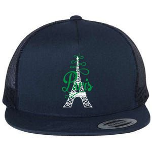 Paris Script Eiffel Tower French France Flat Bill Trucker Hat