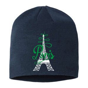 Paris Script Eiffel Tower French France Sustainable Beanie