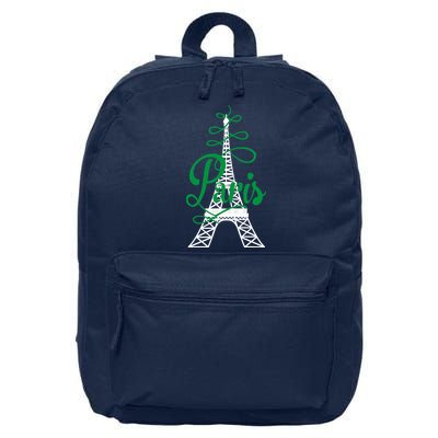 Paris Script Eiffel Tower French France 16 in Basic Backpack