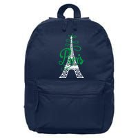 Paris Script Eiffel Tower French France 16 in Basic Backpack