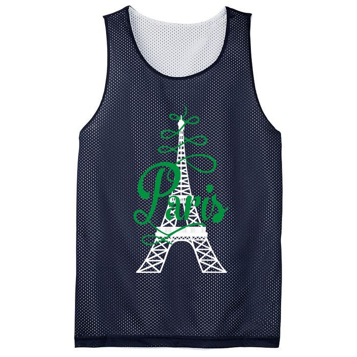Paris Script Eiffel Tower French France Mesh Reversible Basketball Jersey Tank