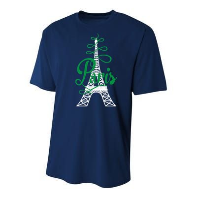 Paris Script Eiffel Tower French France Youth Performance Sprint T-Shirt