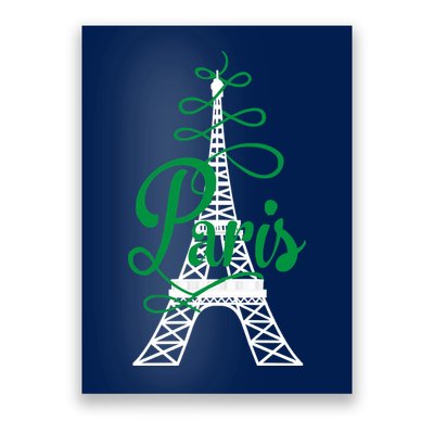 Paris Script Eiffel Tower French France Poster