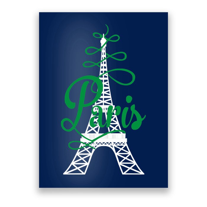 Paris Script Eiffel Tower French France Poster