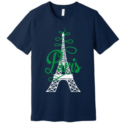 Paris Script Eiffel Tower French France Premium T-Shirt