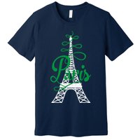 Paris Script Eiffel Tower French France Premium T-Shirt