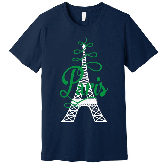 Paris Script Eiffel Tower French France Premium T-Shirt