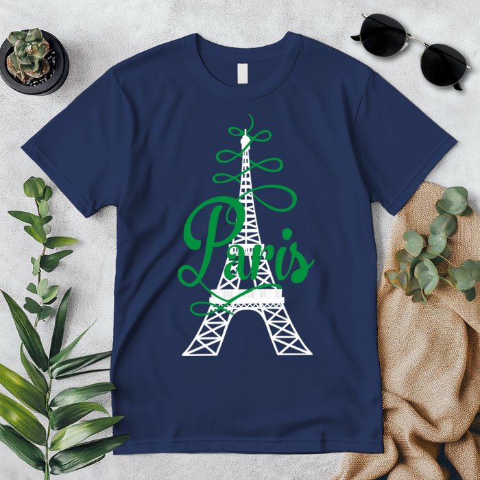 Paris Script Eiffel Tower French France Premium T-Shirt