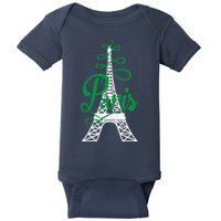 Paris Script Eiffel Tower French France Baby Bodysuit