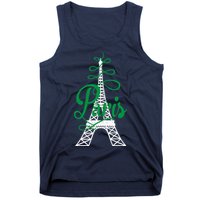 Paris Script Eiffel Tower French France Tank Top