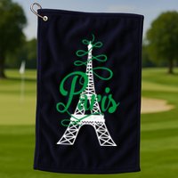 Paris Script Eiffel Tower French France Golf Towel