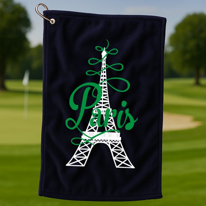 Paris Script Eiffel Tower French France Golf Towel