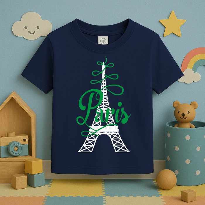 Paris Script Eiffel Tower French France Toddler T-Shirt