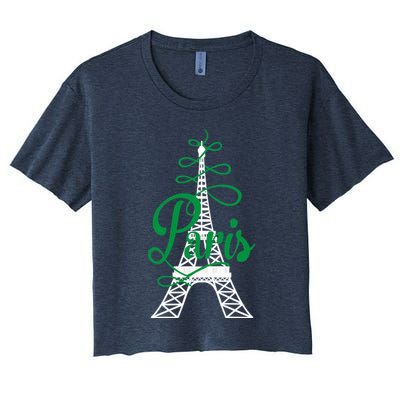 Paris Script Eiffel Tower French France Crop Top