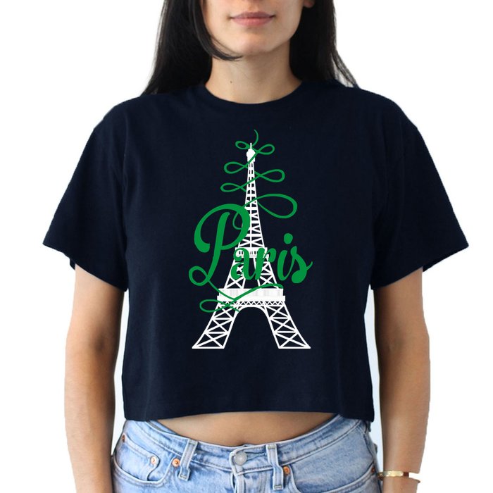 Paris Script Eiffel Tower French France Crop Top