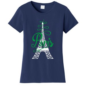 Paris Script Eiffel Tower French France Women's T-Shirt