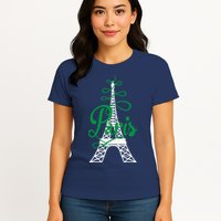 Paris Script Eiffel Tower French France Womens T-Shirt