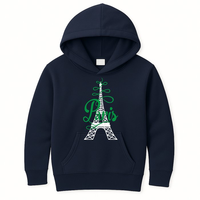 Paris Script Eiffel Tower French France Kids Hoodie